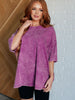 Don't Mind Me Mineral Wash Drop Shoulder Tee in Light Plum