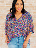 Dreamer Peplum Top in Painted Royal Multi