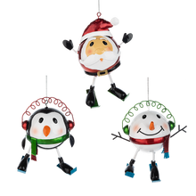 Season's Greetings Skiing Winter Character Ornaments