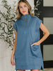Easy Hustle High Neck Dress in Dusty Blue