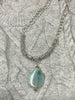 Aqua Dyed Fire Agate with Silver Bead Necklace