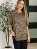 Feline Fine Ribbed Knit Relaxed Tee in Mocha