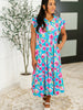 Fleurget Me Not Tiered Flutter Sleeve Dress in Aqua
