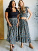 Flutter of Florals V-Neck Crop and Skirt Set