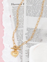 Gold Paperclip Heart Charm Necklace