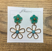 Blue Flower Dangel Earrings