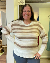 Molly Lightweight Creamy Brown Striped Sweater