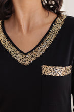 Glitter Lining Long Sleeve V-Neck Top