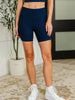 Gym and Juice Ribbed Knit Biker Shorts in Navy
