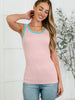 Handled It Contrast Trim Tank in Pink
