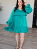 Head Held High V-Neck Balloon Sleeve Dress