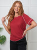 Heartbreaker Waffle Knit Tee in Cranberry