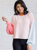 Hit Me With Your Best Shot Colorblock Top in Light Pink