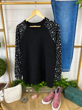 Star Accent Sleeve Black Sweatshirt