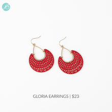 Gloria Red & Gold Leather Earrings