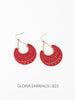 Gloria Red & Gold Leather Earrings