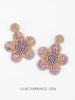Lilac Seed Bead Flower Statement Earrings