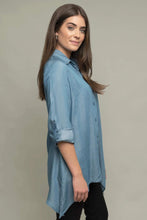 Soft Chambray Button Up Tunic-Denim Jacket