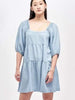 Tiered Denim Dress with Puff Sleeves