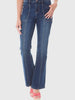 Dark Wash High Rise Flare Jean with Front Seam Detail