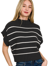 Black & White Striped Cropped Sweater Vest