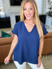 Let Me Be Your Wings V-Neck Top in Navy
