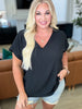 Let Me Be Your Wings V-Neck Top in Black