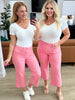 Lisa High Rise Control Top Wide Leg Crop Jeans in Pink