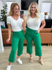 Lisa High Rise Control Top Wide Leg Crop Jeans in Kelly Green
