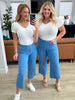 Lisa High Rise Control Top Wide Leg Crop Jeans in Sky Blue