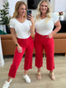 Lisa High Rise Control Top Wide Leg Crop Jeans in Red