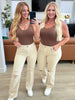 Selena High Rise Distressed 90's Straight Jeans in Bone