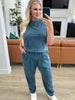 Limber Up Tapered Leg Joggers in Slate Blue