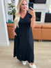 Modern Maritime Shift Maxi Dress in Black