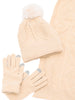 Jane Frost Beanie, Glove, and Scarf Set in Beige