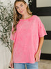 Just My Type Mineral Wash Relaxed Top in Fuchsia
