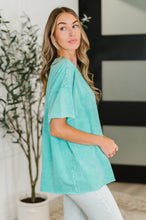 Just My Type Mineral Wash Relaxed Top in Turquoise