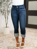 Karen High Rise Double Waist Band Capri Jeans