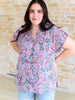 Lizzy Cap Sleeve Top in Charcoal and Pink Paisley