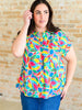 Lizzy Cap Sleeve Top in Emerald and Teal Mod Floral
