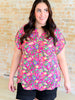 Lizzy Cap Sleeve Top in Fuchsia and Green Floral Paisley
