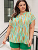 Lizzy Cap Sleeve Top in Lime and Emerald Multi Stripe