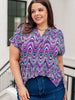 Lizzy Cap Sleeve Top in Purple Multi Marble