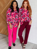 Lizzy Top in Black and Magenta Multi Floral