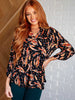 Lizzy Top in Rust and Taupe Abstract