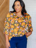 Lizzy Top in Olive and Mustard Floral