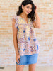 Love of My Life Flutter Sleeve Top in Denim Taupe