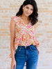 Lucy Eyelets Top in Ivory Multi