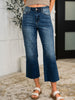 Maisie High Waist Back Pocket Embroidery Crop Wide