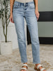 Mallory Mid Rise Bleach Wash Boyfriend Jeans
